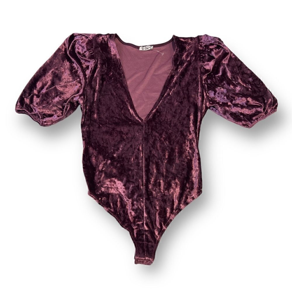 Free People Intimately Purple Velvet Bodysuit Size Extra Small